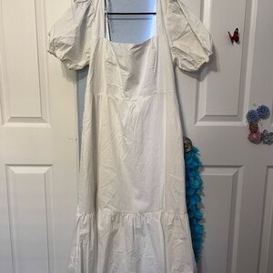 Astr Cream Smocked Dress